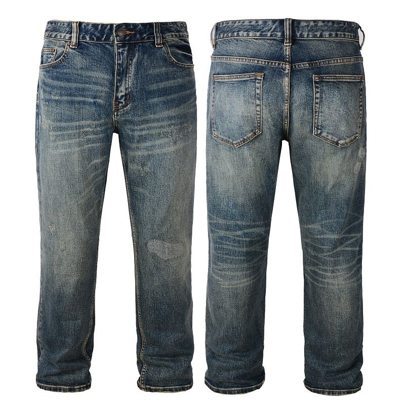 Men's Classic Relaxed Fit Stretch Denim Jeans - Straight Leg Comfortable Cotton Pants For Casual Wear (Light Blue, Sizes 30-46)_mkmklike.com
