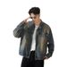 American Style Washed Vintage Nostalgic Blue Denim For Men Spring Autumn Trendy Loose Heavy Craft Cool Zipper Jacket Top_mkmklike.com