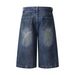 Men's Clothing Ripped Camouflage Stitching Distressed Stitching Wide Leg Jeans Washed Distressed Loose Embroidered Wide Leg Pants_mkmklike.com