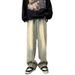 Nordmann Vintage Frayed Hem Jeans Men Straight Loose Fit Casual Pants Autumn Winter Trendy American Style Versatile Wide Leg_mkmklike.com