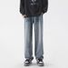 Cowboy Men's Spring And Autumn American High Street Straight Trendy Loose Wide Leg Pants Washed_mkmklike.com