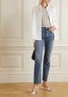 Women's Clothing Gray And Dark Blue High Waist Straight Nine Point Jeans For Women In Autumn With Asymmetric Trouser Legs_mkmklike.com
