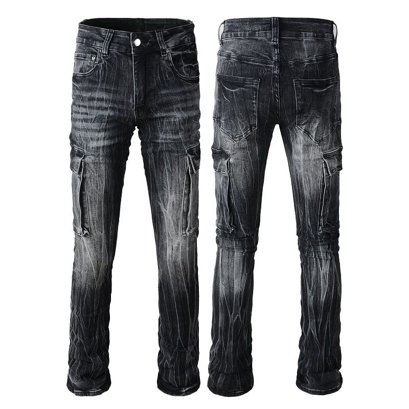 Men's Clothing Hot Brand Men's Jeans Men's Slim American Style Trendy Men's Motorcycle Men's Elastic Multi Pocket Pants_mkmklike.com