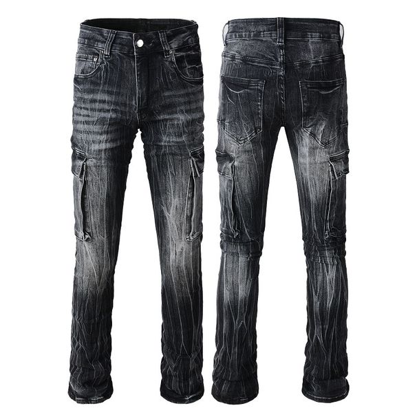 Men's Clothing Hot Brand Men's Jeans Men's Slim American Style Trendy Men's Motorcycle Men's Elastic Multi Pocket Pants_mkmklike.com