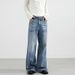 Men's Clothing & Archer0603 & American High Street Retro Whiskered Washed Vintage Blue A Line Loose Straight Leg Jeans For Men And Women_mkmklike.com