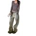 SUNONEONE Women's Light Wash Gradient Denim Jeans Low Waisted Loose Fit Casual Fashion Pants Autumn Style_mkmklike.com