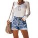 Women's Clothing Super High Waist Full Spray Process Ripped Denim Shorts Hot Pants_mkmklike.com
