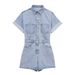 Women's Clothing Denim Lapel Pocket Decoration Short Jumpsuit_mkmklike.com
