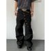 Men's Vintage High-Waisted Jeans – Distressed Wide-Leg Denim Pants With Curved Button Fly (S-3xl) Movement-Friendly Fabric_mkmklike.com