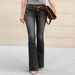 New In Stock: Wish Washed Denim Jeans, Street Style Flared Pants, Mid-waist Jeans For Women_mkmklike.com