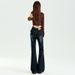 American Retro Style Low-waist Flared Jeans For Women, 2026 Spring New V-waist Stretchy Bell-bottom Pants_mkmklike.com