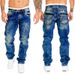 Cross Border Supply European And American New Fashion Jeans Casual Open Line Trousers Straight Men's Trousers Hip Hop Denim_mkmklike.com