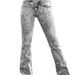 Women's mid Waist Slim Fit Flared Jeans Snowflake Wash Elastic Floor Length New European American Style 2026_mkmklike.com