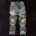 Men’s Distressed & Patched Vintage Denim Jeans – American Retro Streetwear (Straight-Leg, Tapered Fit) | High-Street Fashion For Fall_mkmklike.com