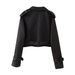 New women's European and American style belted long sleeved short casual windbreaker jacket_mkmklike.com