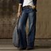 In-stock Vintage Distressed Mid-rise Jeans Women, Foreign Trade Straight Wide-leg Pants, Slightly Flared_mkmklike.com