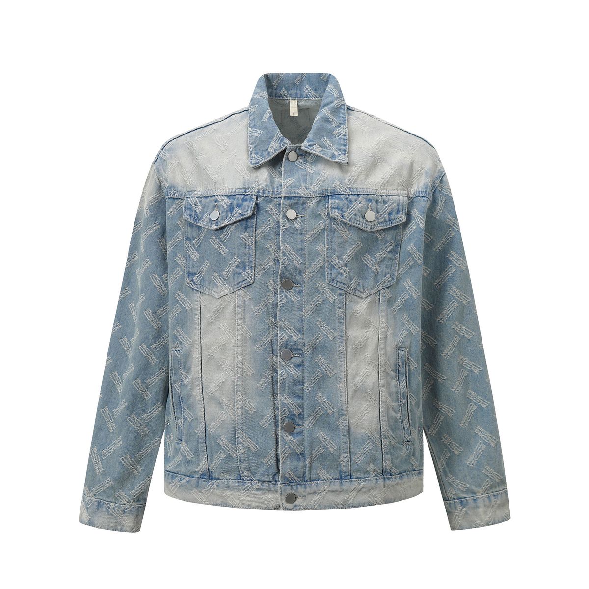 Jiayiku Trendy Brand 2025 Spring New American Cut Design Laundry Denim Jacket For Men_mkmklike.com