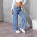Women's Clothing Vintage Straight Leg Jeans For Women - Classic Mid Rise Denim Pants (Smoke Gray/Light Blue)_mkmklike.com