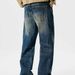 American Washed Micro Flared Jeans Men's Summer Trend Brand Loose Straight Leg High Street Vibe Long Pants_mkmklike.com