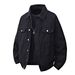 Men's Clothing Loose White Denim Jacket Men's Basic Simple Solid Color Versatile Cardigan Black Vibrato Autumn And Winter Thick Men's Jacket_mkmklike.com