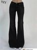 American Retro Low Waist Double Button Flared Pants Slim Fit Stretchy Autumn Winter Jeans For Women Regular_mkmklike.com