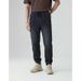 Men's Black Stretchy Casual Pants Skinny Midweight Polyester Cropped Jeans Simple Solid Color Loose Fit_mkmklike.com
