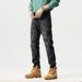 Men's Stretch Slim Fit Straight Leg Jeans With Retro Distressed Patchwork Design, Comfortable Cotton Denim For Casual Wear_mkmklike.com
