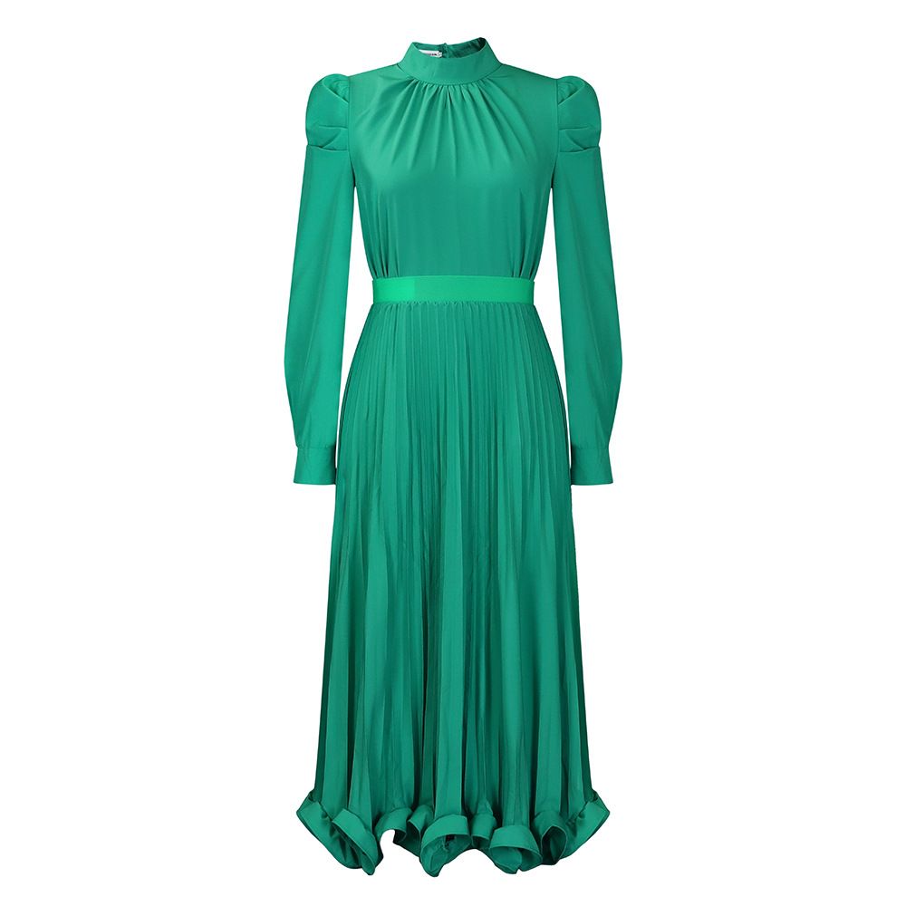 Women's Clothing women's autumn puff sleeve top pleated skirt two piece suit_mkmklike.com