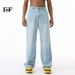 EF JEANS | 2024 Summer New Product, Korean Version Of Retro Light Blue Thin Pendant Feeling Washed And Polished White Jeans_mkmklike.com