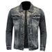 Men's European And American High-end Personalized Embroidered Rendy Rero Slim-fi Biker Jacke, Men's Casual Denim_mkmklike.com