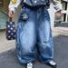 Men's Clothing Men's High Street Style Distressed Jeans Wide Leg Pants Loose Fit High End Floor Length Trousers Trendy Spring_mkmklike.com