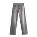 2023 Autumn New European And American Cross-Border Women's Casual Washed Wide-Leg Mid-Waist Trendy Long Jeans_mkmklike.com