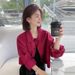 Chicco Chicco Korean Trendy Hong Kong Women's Simple Jacket Wine Red Petite Playful Denim Coat Fashionable Short Style_mkmklike.com