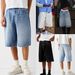 Men's Clothing Classic Men's Denim Shorts - Mid-Thigh 5-Inch Inseam Straight Leg Casual Summer Jeans Shorts - S-XXL (Non-Stretch Cotton)_mkmklike.com
