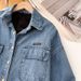 Chicco Fleece-Lined Denim For Women, Autumn And Winter New European Vintage Shirt, Layered Loose Base Shirt_mkmklike.com