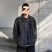 Black Denim Jacket Men's Autumn Loose Denim Jacket Casual Denim Jacket_mkmklike.com