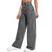 Women's Washed Straight Leg Jeans - Loose Fit Retro Denim Pants For Casual Wear (Versatile Style)_mkmklike.com