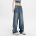 Pear-Shaped Body Wide-Leg Jeans For Women Plus Size Slimming High-Waist Straight Summer New Loose Floor-Length Pants_mkmklike.com