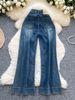 Vintage American High-Waisted Straight Leg Jeans – Embroidered Pockets & Distressed Denim | Relaxed Fit For Women (Dark Blue, Light Blue)_mkmklike.com