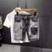 Men's Clothing Personalized Multi Pocket Stitching Contrast Color Versatile Denim Shorts Trendy Casual Shorts_mkmklike.com