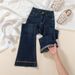 Winter High-Waisted Slimming Embroidered Flared Jeans for Women Cropped Fashionable Design for Petite Figures 2026 New Style_mkmklike.com