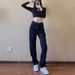 Black Slim-fit Straight-leg Jeans For Women, 2025 Spring New Style, High-waisted, Trendy, Loose Wide-leg, Elegant_mkmklike.com