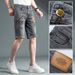 Men's Vintage Embroidered Denim Shorts Straight Fit Stretch Fabric Horse Motif Retro Streetwear 28-38_mkmklike.com