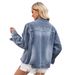 Women's Clothing Spring New Washed Beaded Long Sleeved Casual Denim Jacket Top_mkmklike.com