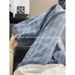 Men's Blue Plaid Straight Leg Loose Fitting Jeans High Street Style Slimming Casual Slightly Flared Trendy Cool_mkmklike.com