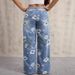 Spring Summer New Women's Button up Front Pocket Printed Casual Jeans Denim Export Style 2026_mkmklike.com