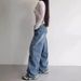 Women's Clothing Waist Jeans Retro Niche Design Loose Wide Leg Pants Simple Casual Straight Pants_mkmklike.com