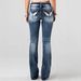 Women's Clothing Casual Pocket Embroidery Flared Jeans_mkmklike.com