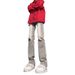 Men's Spring And Autumn Jeans Men's American Retro High Street Slim Fit Straight Versatile Smoke Gray Micro-horn Pants Men_mkmklike.com