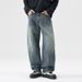 Men's Clothing High Street Retro Split Washed Blue Jeans Men's Structure Design Loose Versatile Wide Leg Scimitar Pants Autumn And Winter Style_mkmklike.com